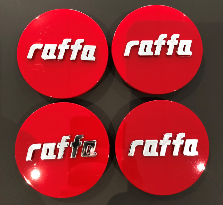 4 Stück Raffa Wheels Nabenkappen rot